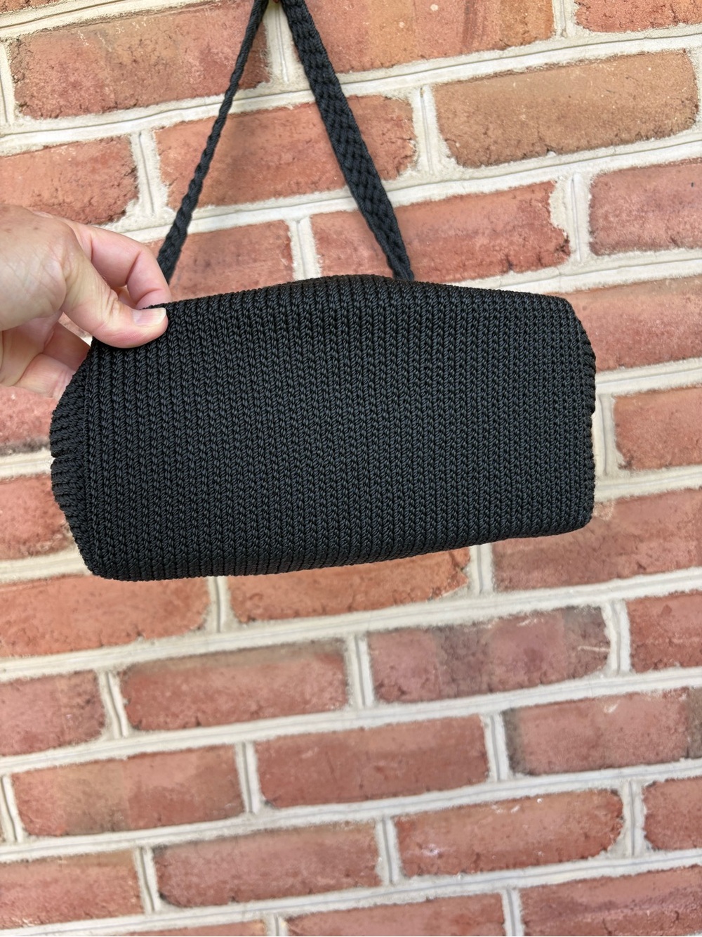 Lina Black Crochet Shoulder Bag with Braided Strap - Picture 4 of 10